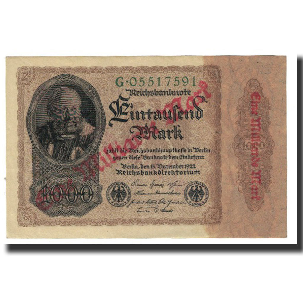 Banknote, Germany, 1 Milliarde Mark on 1000 Mark, 1922, 1922-12-15, KM:113a