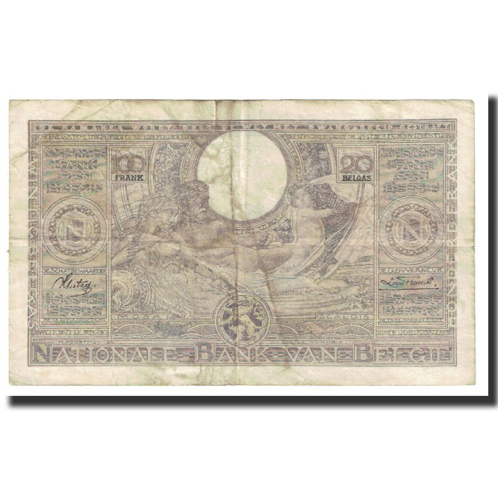 Banknote, Belgium, 100 Francs-20 Belgas, 1936, 1936-12-12, KM:107, VF(30-35)