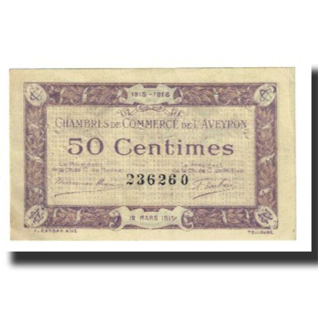 France, Rodez, 50 Centimes, 1915, AU(55-58), Pirot:108-1
