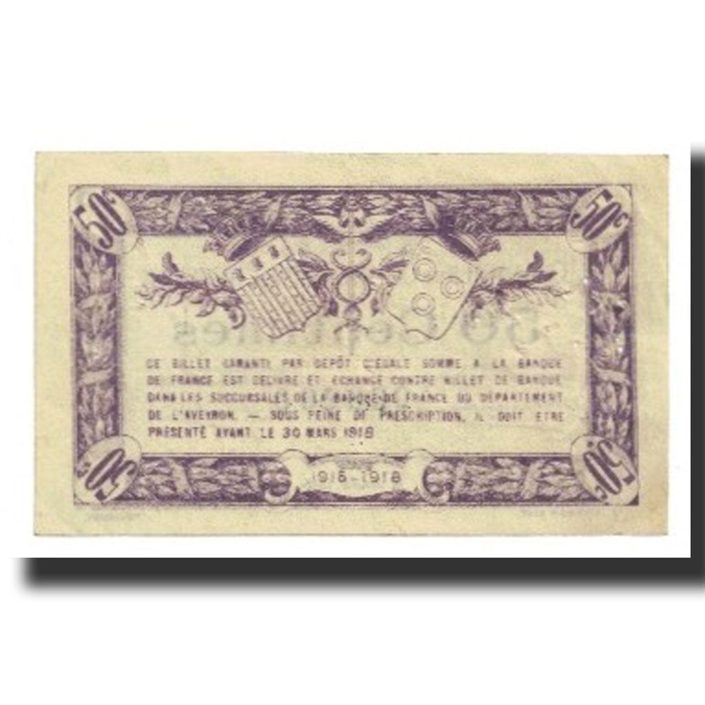 France, Rodez, 50 Centimes, 1915, AU(55-58), Pirot:108-1