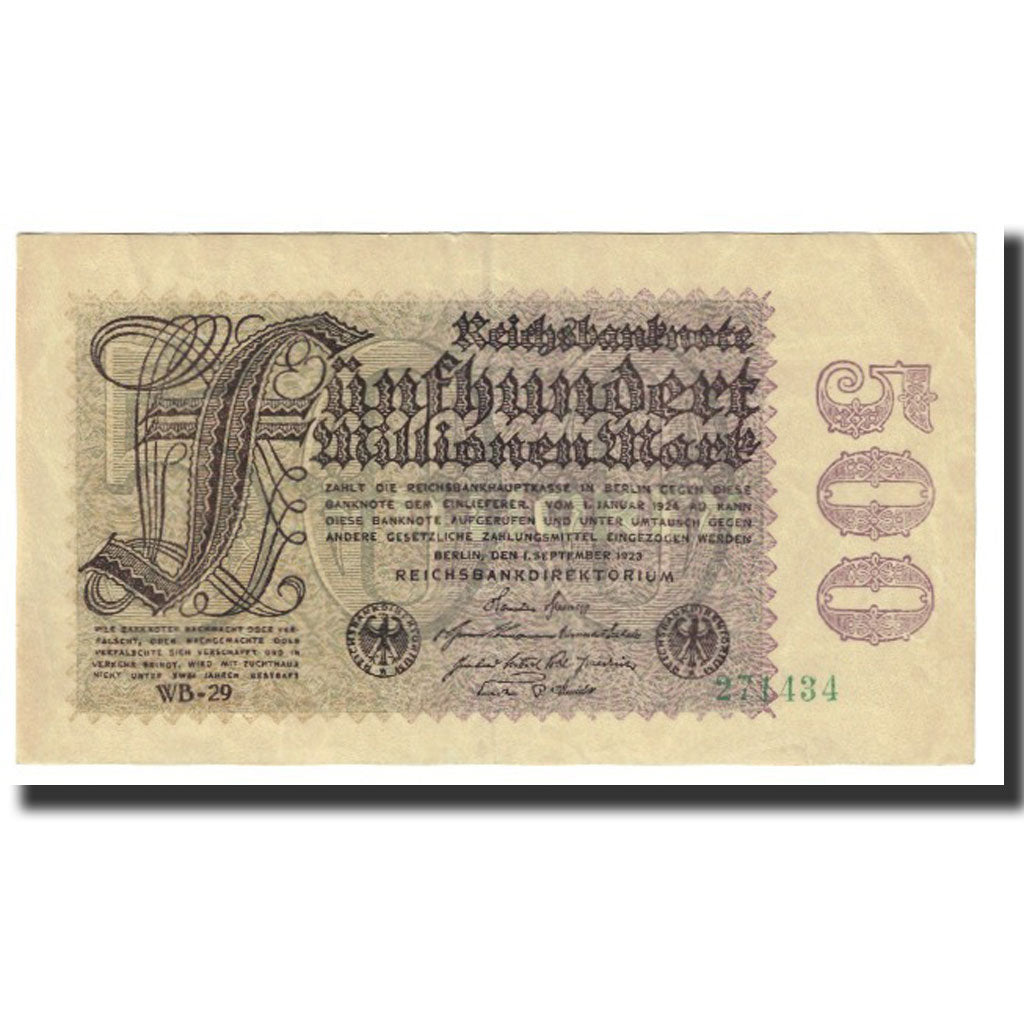 Banknote, Germany, 500 Millionen Mark, 1923, 1923-09-01, KM:110f, EF(40-45)
