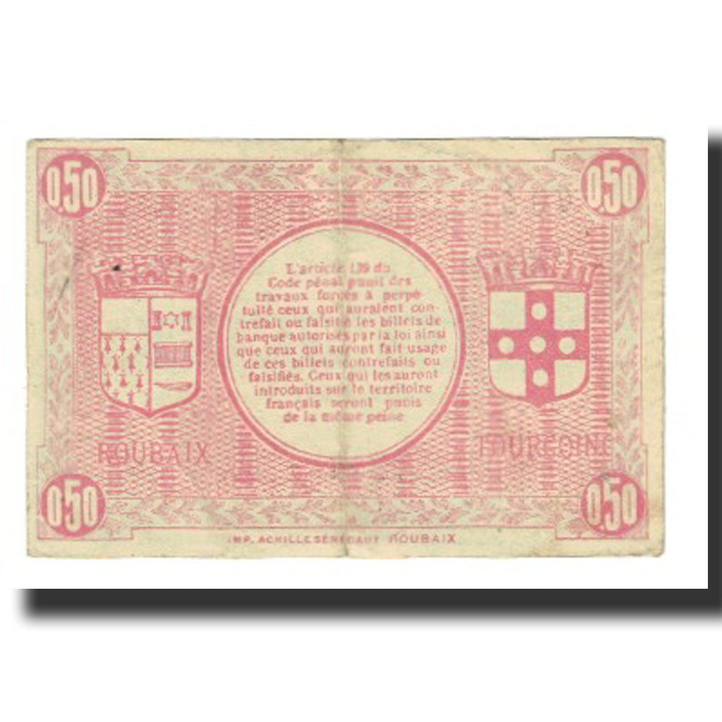 France, Roubaix et Tourcoing, 50 Centimes, EF(40-45), Pirot:59-2053