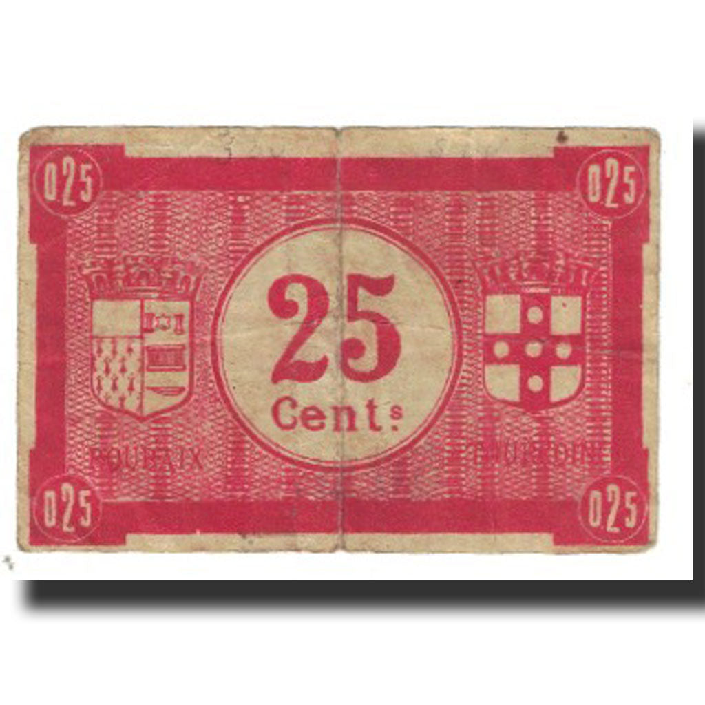 France, Roubaix et Tourcoing, 25 Centimes, VF(20-25), Pirot:59-2049