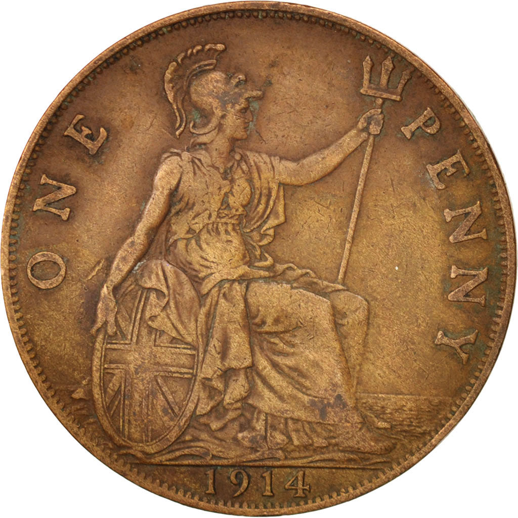 Great Britain, George V, Penny, 1914, EF(40-45), Bronze, KM:810