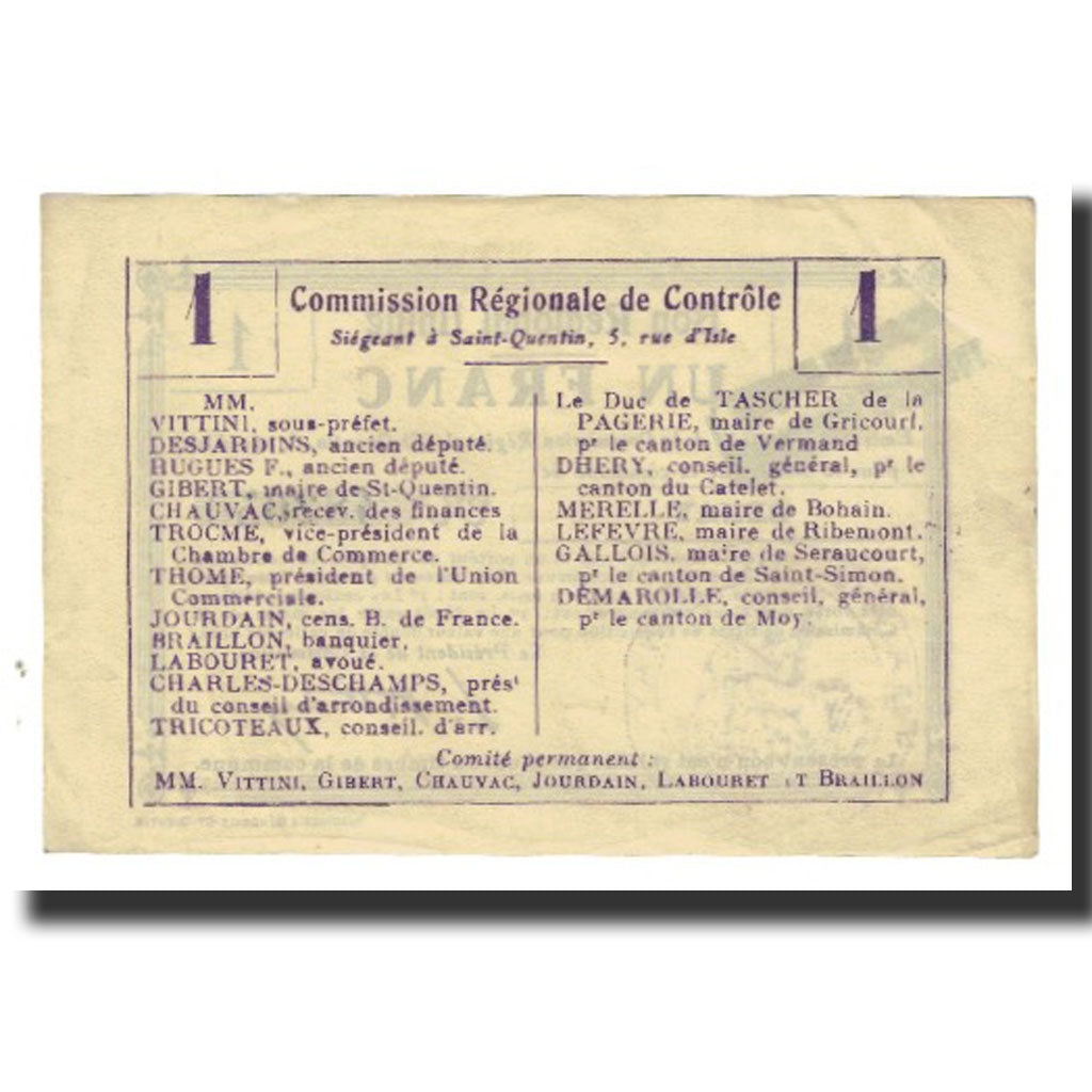 France, Benay, 1 Franc, 1916, Bon Régional, EF(40-45)