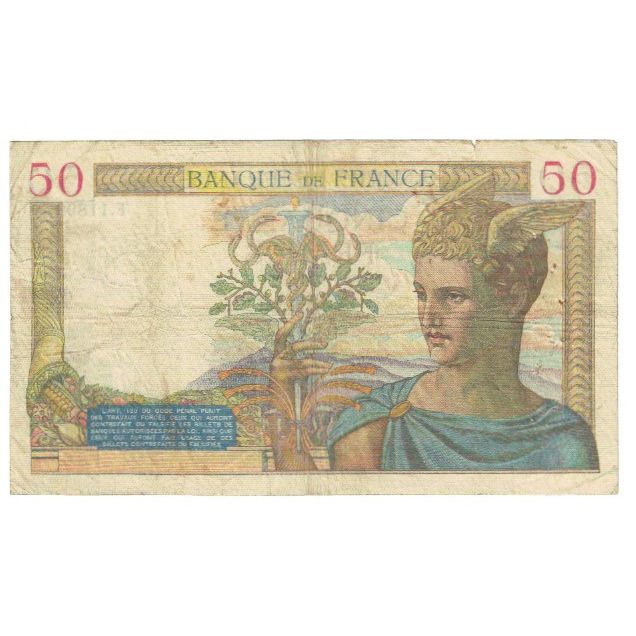 Frankreich, 50 Francs, Cérès, 1940, P. Rousseau and R. Favre-Gilly