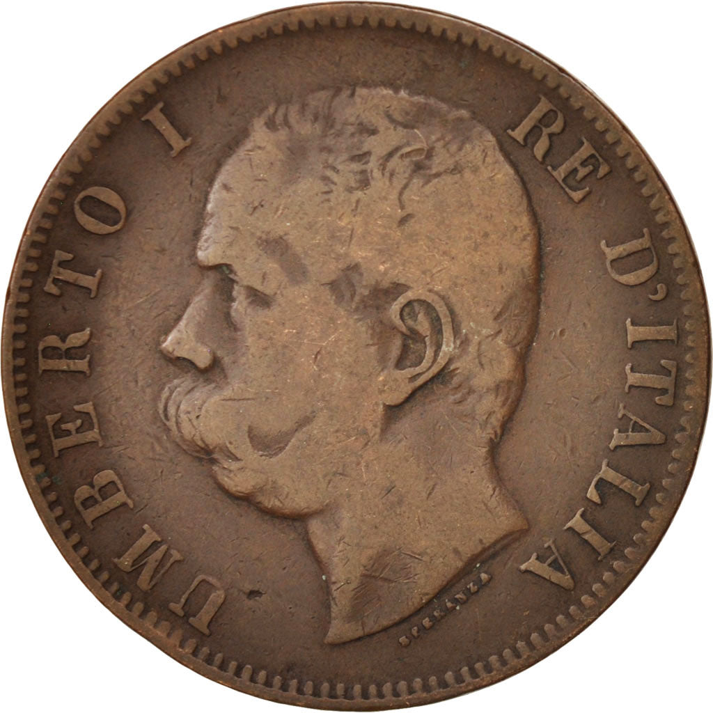 Italy, Umberto I, 10 Centesimi, 1893, Birmingham, VF(30-35), Copper, KM:27.1
