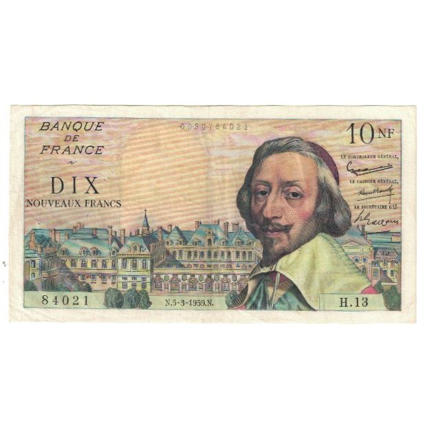 Francja, 10 Nouveaux Francs, 1955-1959 Overprinted with ''Nouveaux Francs''