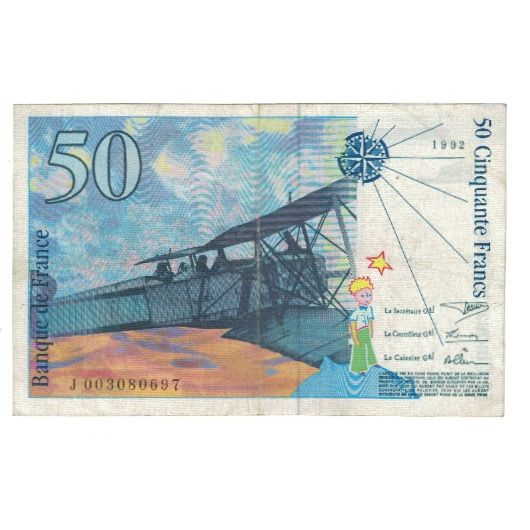 France, 50 Francs, St Exupéry, 1992, D.Bruneel-J.Bonnardin-Y.Barroux
