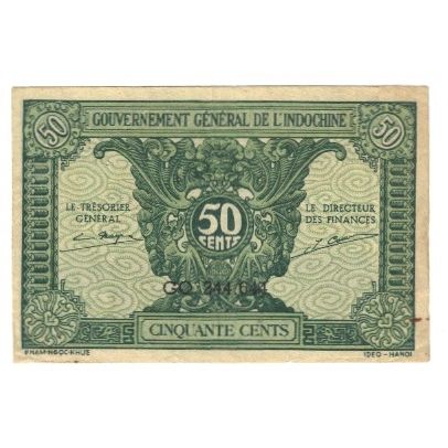Banknote, FRENCH INDO-CHINA, 50 Cents, KM:91a, EF(40-45)