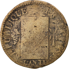 France, Sol aux balances françoise, 1793, Lille, F(12-15), Bronze, KM:619.12