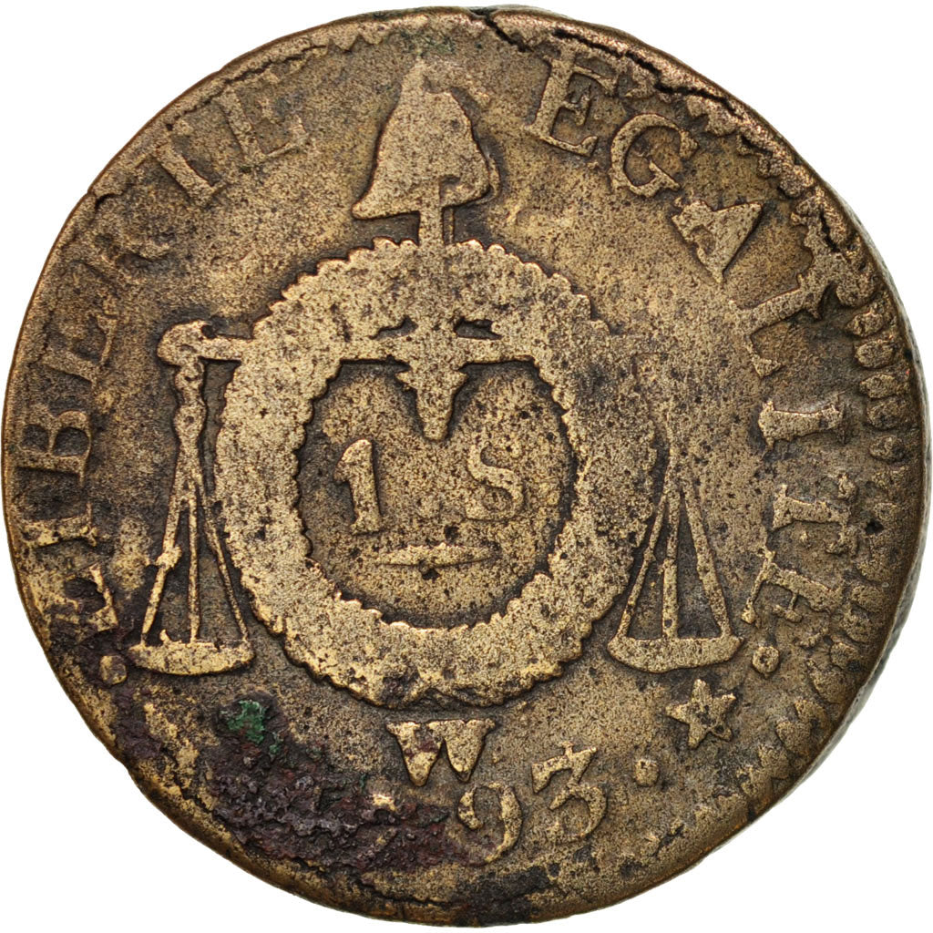 Frankreich, Sol aux balances françoise, 1793, Lille, F(12-15), Bronze, KM 619.12