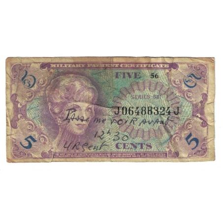Banknote, United States, 5 Cents, KM:M57, VF(20-25)