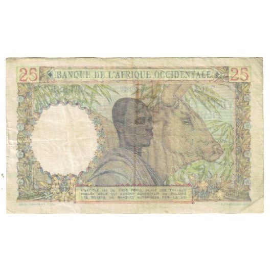 Biljet, Frans West Afrika, 25 Francs, 1950, 1950-04-26, KM:38, TB