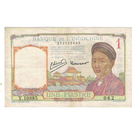 Banknote, FRENCH INDO-CHINA, 1 Piastre, KM:52, EF(40-45)
