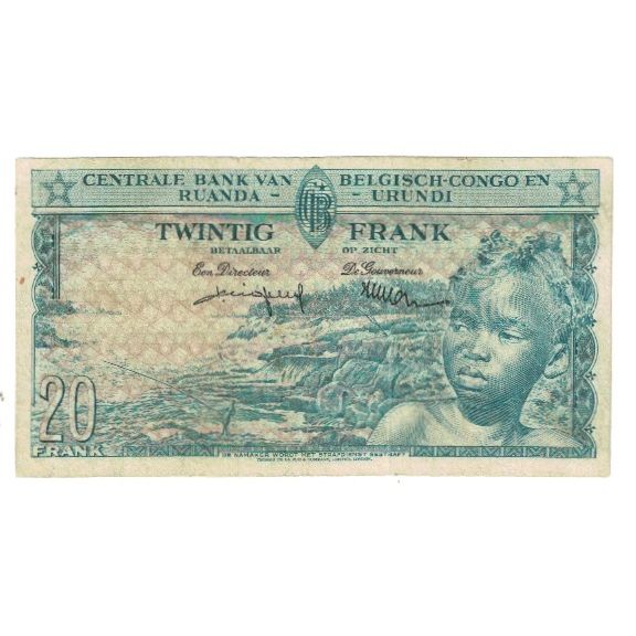 Banknote, Belgian Congo, 20 Francs, 1959, 1959-12-01, KM:31, VF(20-25)