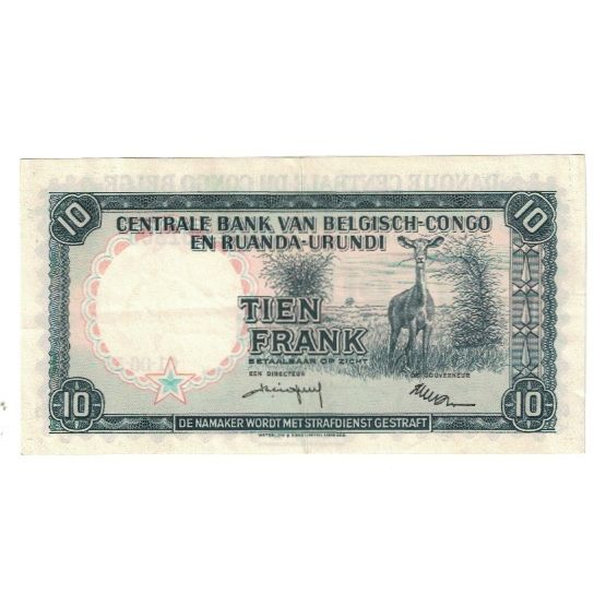 Banknote, Belgian Congo, 10 Francs, 1958, 1958-06-01, KM:30b, EF(40-45)