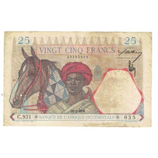 Biljet, Frans West Afrika, 25 Francs, 1938, 1938-03-10, KM:27, TB