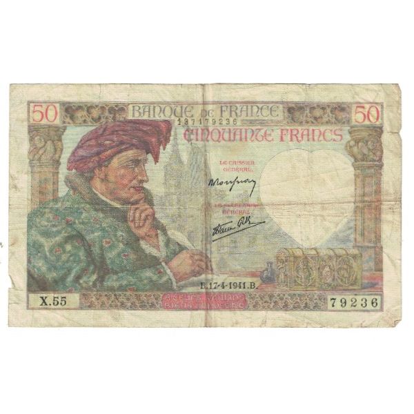 Frankrijk, 50 Francs, Jacques Coeur, 1941, P. Rousseau and R. Favre-Gilly