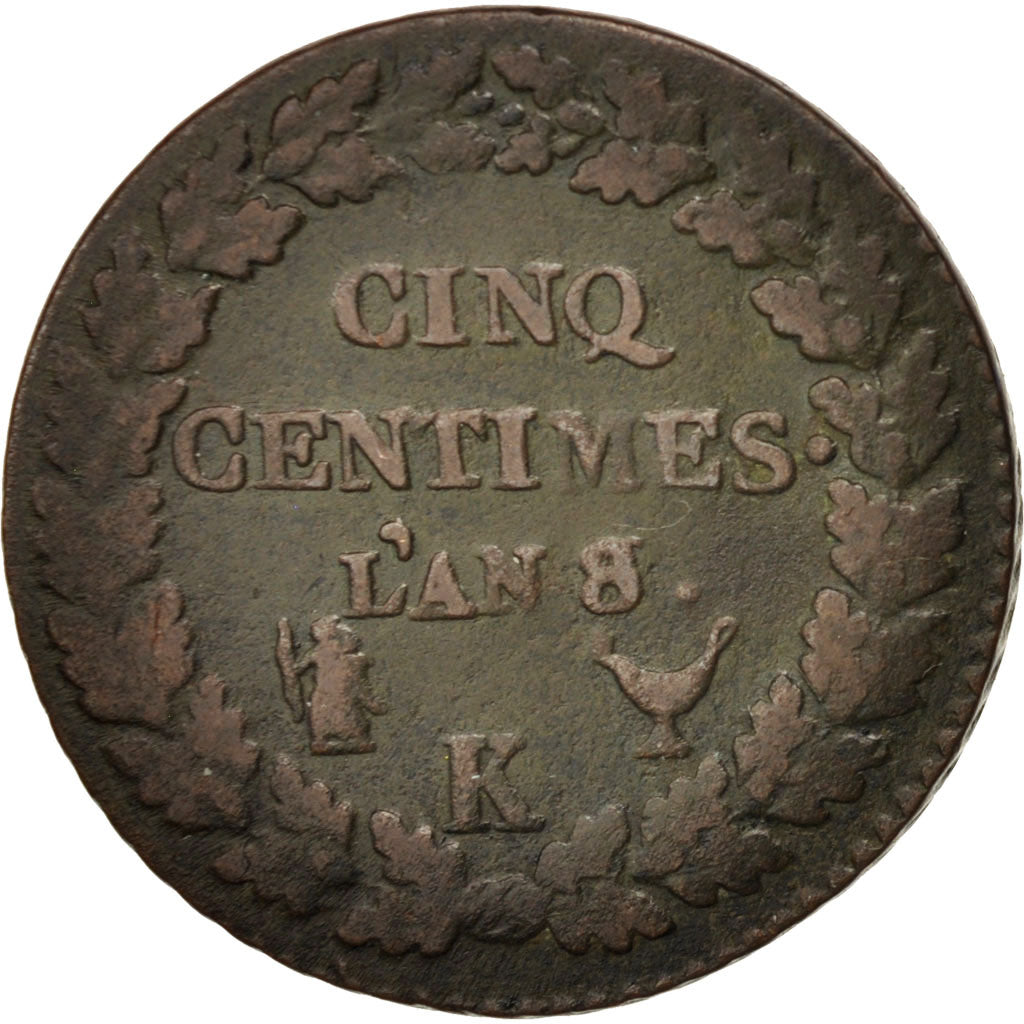 France, Dupré, 5 Centimes, 1799, Bordeaux, VF(20-25),Bronze,KM:640.8,Gadoury126a