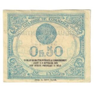 France, Lyon, 50 Centimes, 1915, Chambre de Commerce, EF(40-45), Pirot:77-3
