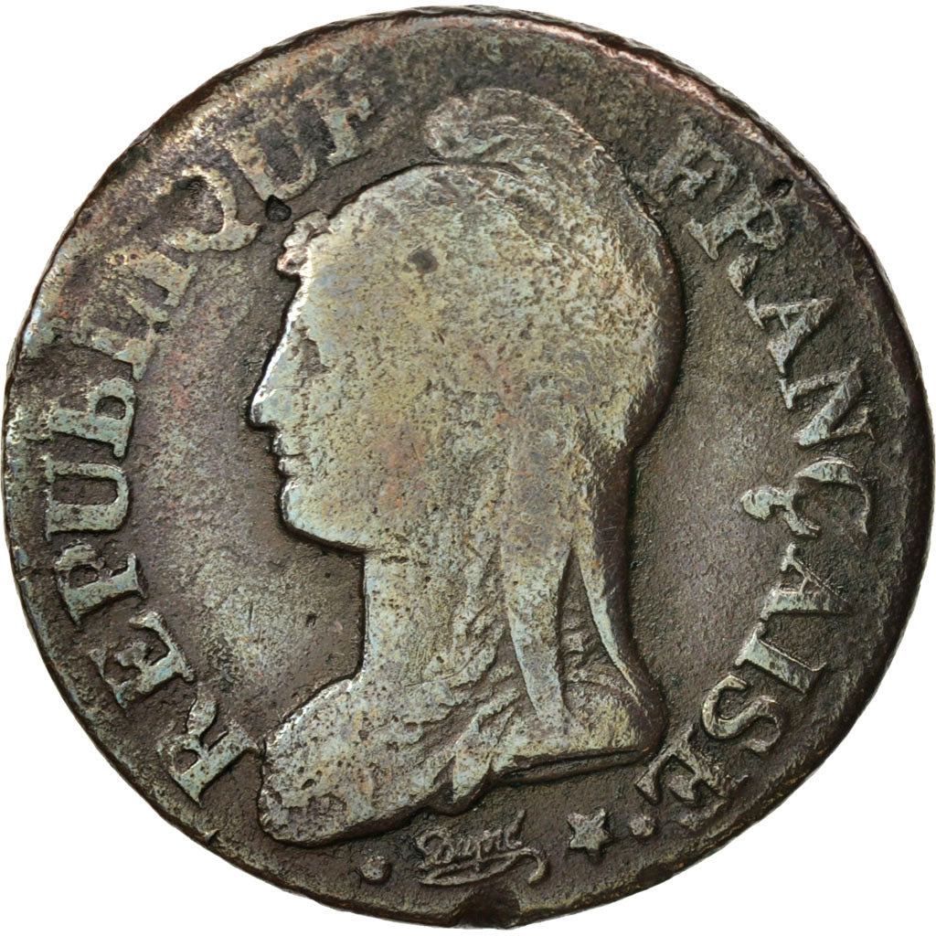 France, Dupré, 5 Centimes, 1799, Lille, F(12-15), Bronze, KM:640.11, Gadoury126a