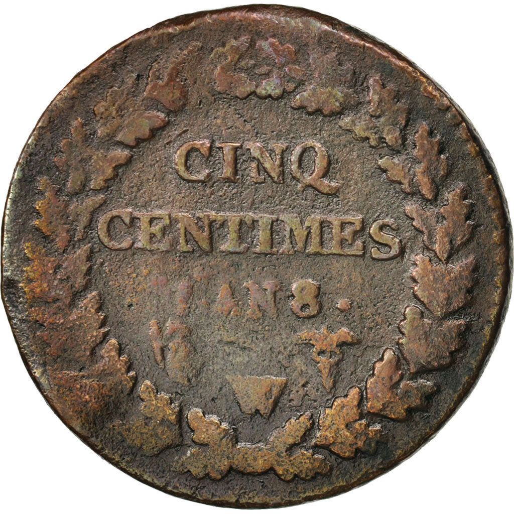 France, Dupré, 5 Centimes, 1799, Lille, F(12-15), Bronze, KM:640.11, Gadoury126a