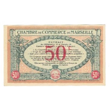 Francia, Marseille, 50 Centimes, 1917, Chambre de Commerce, SPL, Pirot:79-67