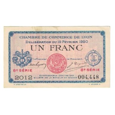 Frankreich, Lyon, 1 Franc, 1920, VZ, Pirot:77-23