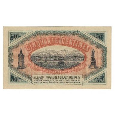 France, Toulon, 50 Centimes, 1919, TTB, Pirot:121-28