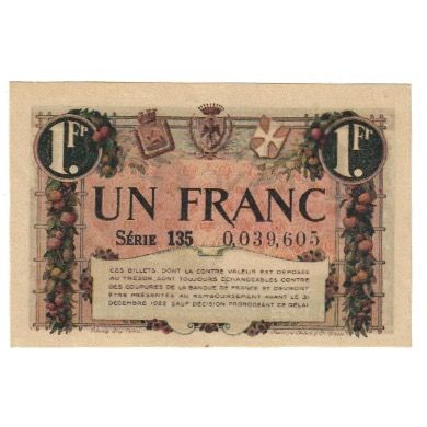 France, Nice, 1 Franc, 1920, UNC(65-70), Pirot:91-11