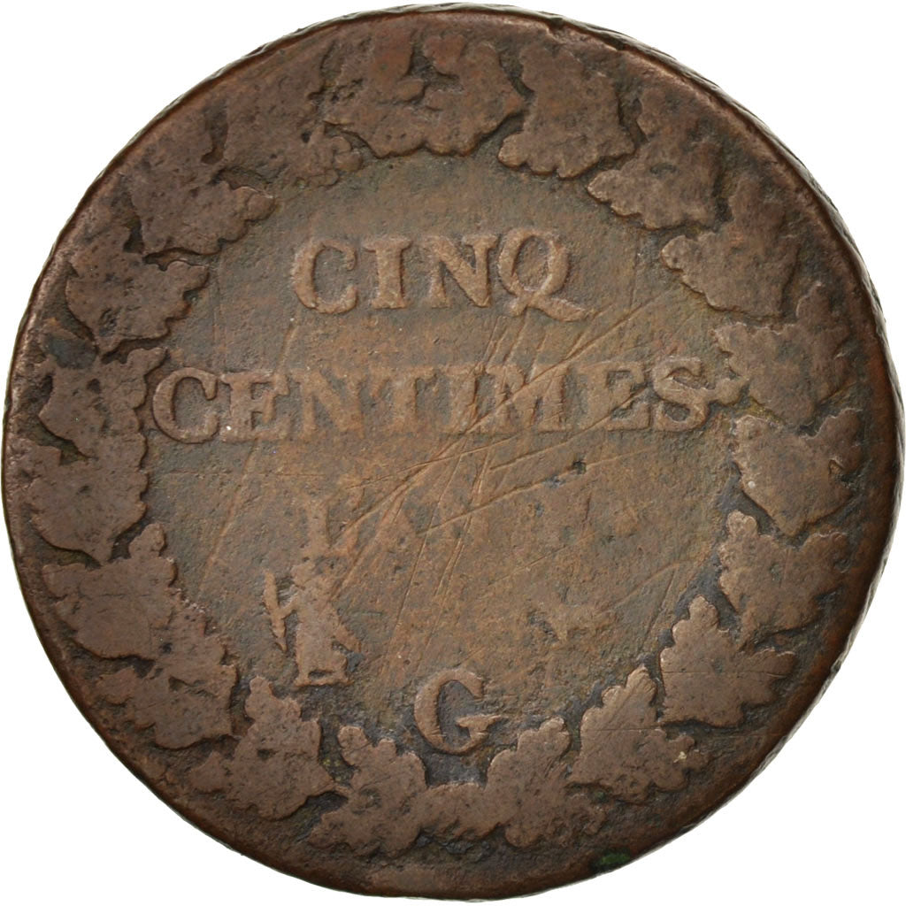 Coin, France, Dupré, 5 Centimes, 1799, Geneva, VG(8-10), Bronze, KM:640.6