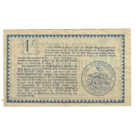 France, Foix, 1 Franc, 1915, EF(40-45), Pirot:59-10
