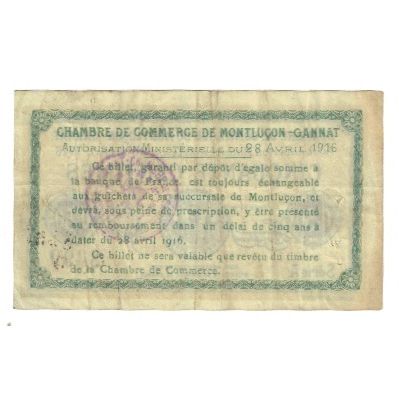France, 50 Centimes, 1916, 1916-04-28, MONTLUÇON, VF(20-25)