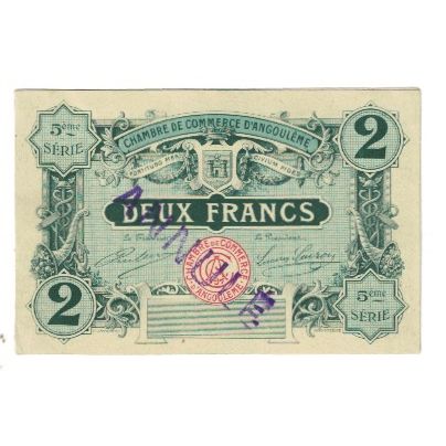 Francia, Angoulême, 2 Francs, 1917, ANNULÉ, BB, Pirot:9-49