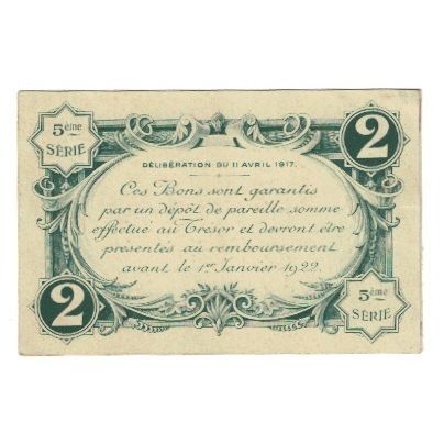 Francia, Angoulême, 2 Francs, 1917, ANNULÉ, BB, Pirot:9-49