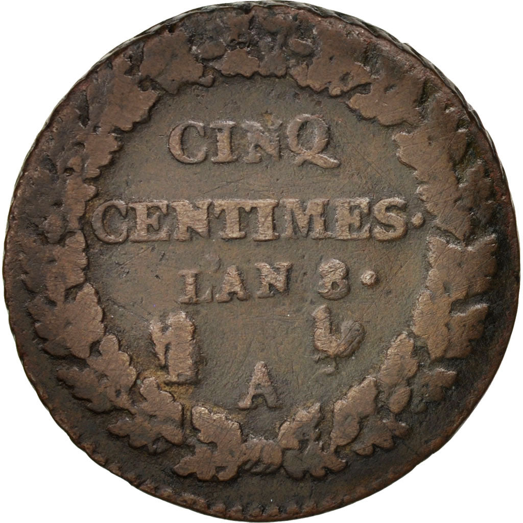 France, Dupré, 5 Centimes, 1799, Paris, TB, Bronze, KM:640.1, Gadoury:126a