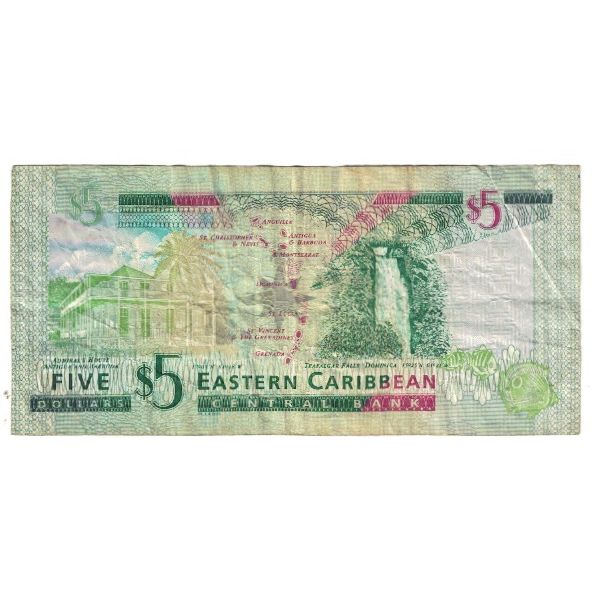 Banknote, East Caribbean States, 5 Dollars, KM:26l, VF(20-25)