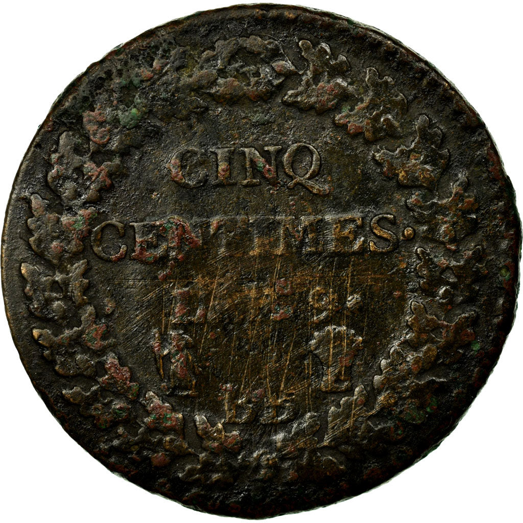 Monnaie, France, Dupré, 5 Centimes, 1800, Strasbourg, B+, Bronze, KM:640.4