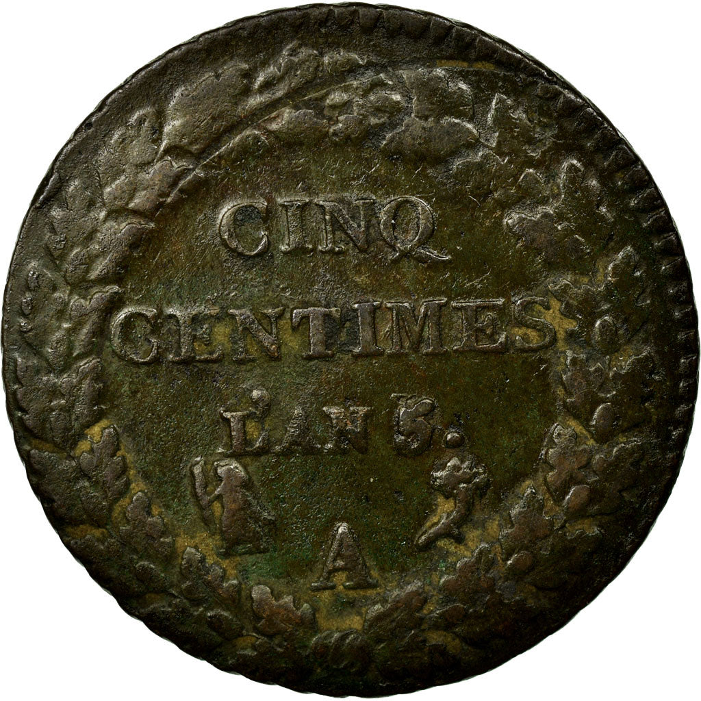 Monnaie, France, Dupré, 5 Centimes, 1796, Paris, TB+, Bronze, KM:640.1