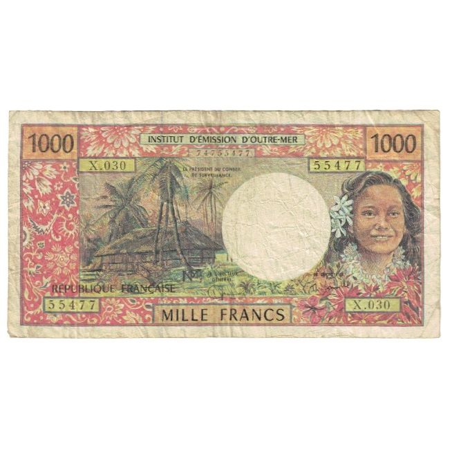 Banknote, French Pacific Territories, 1000 Francs, KM:2a, VF(20-25)