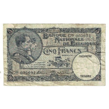 Banknote, Belgium, 5 Francs, 1927, 1927-12-08, KM:108a, VF(20-25)