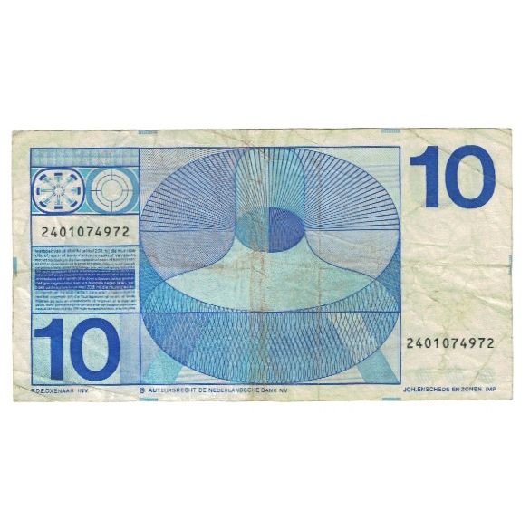 Banknote, Netherlands, 10 Gulden, 1968, 1968-04-25, KM:91a, VF(30-35)