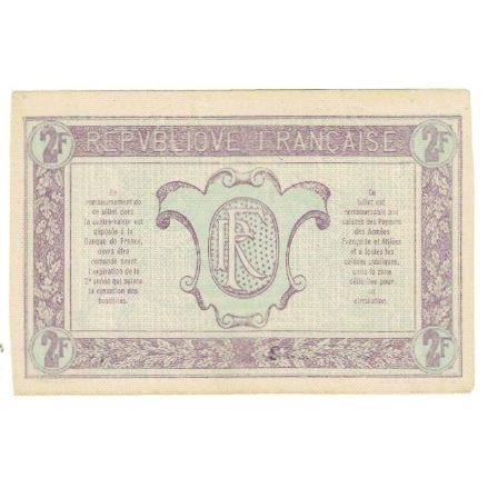 France, 2 Francs, 1917-1919 Army Treasury, SUP, Fayette:VF5.4, KM:M3