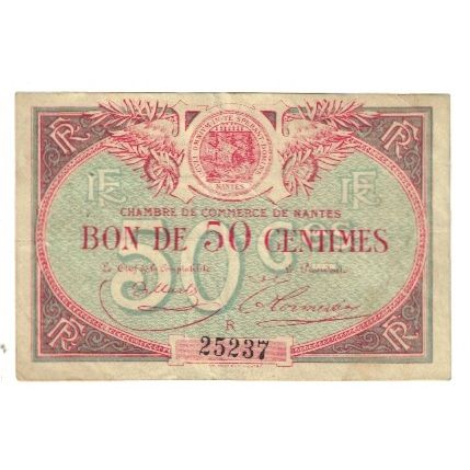 France, Nantes, 50 Centimes, 1922, EF(40-45), Pirot:88-3