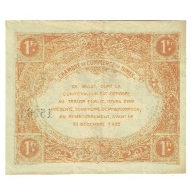 Frankreich, Nîmes, 1 Franc, 1922, Chambre de Commerce, VZ, Pirot:92-11