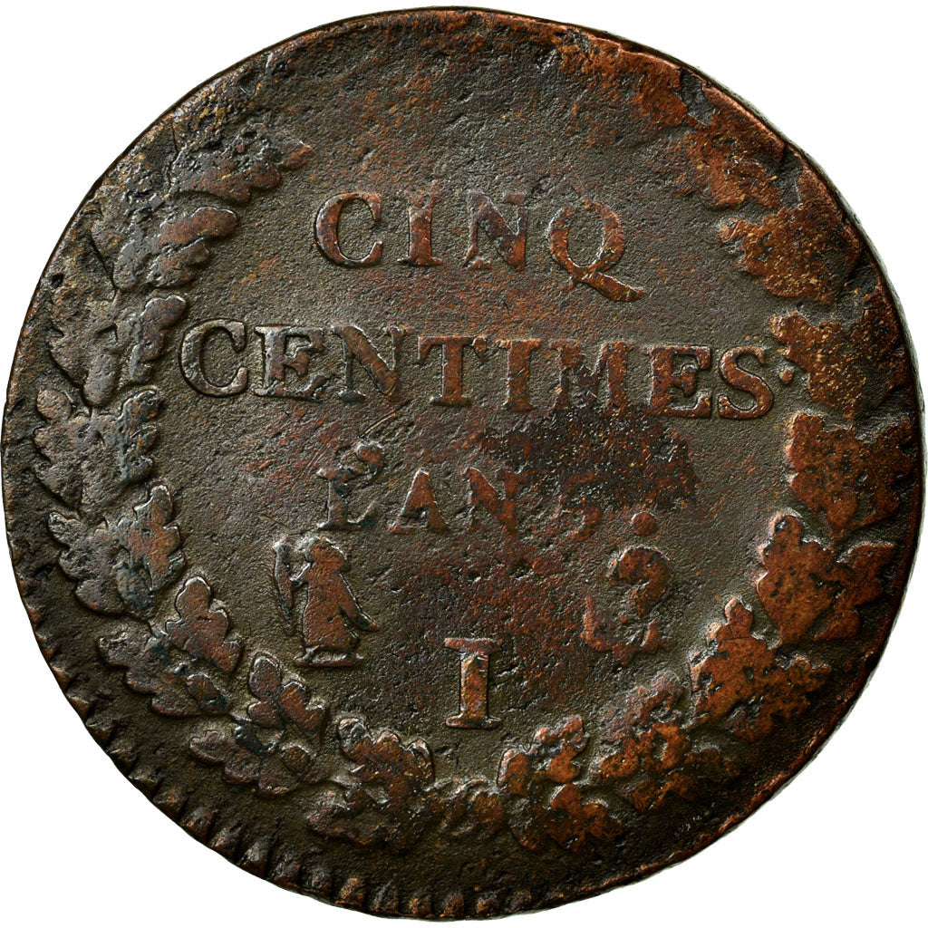 Münze, Frankreich, Dupré, 5 Centimes, 1796, Limoges, SGE+, Bronze, KM:640.7