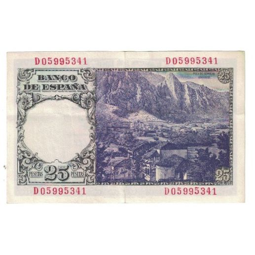 Banknote, Spain, 25 Pesetas, 1946, 1946-02-19, KM:130a, AU(55-58)