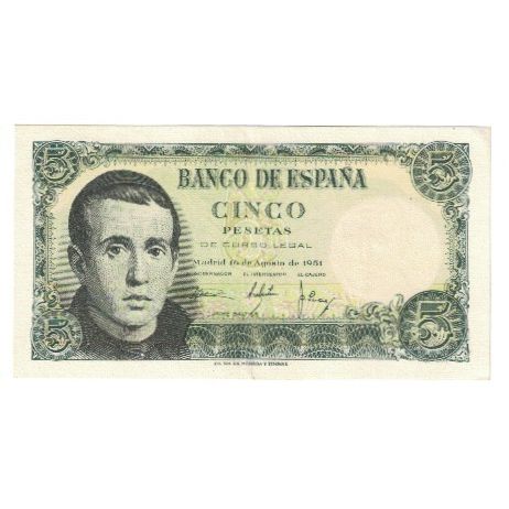Banknote, Spain, 5 Pesetas, 1951, 1951-08-16, KM:140a, UNC(63)