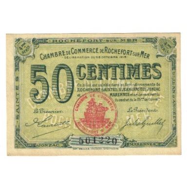France, Rochefort-sur-Mer, 50 Centimes, 1920, UNC(63), Pirot:107-17